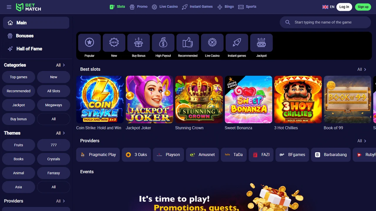 BetMatch Casino — katalog igara