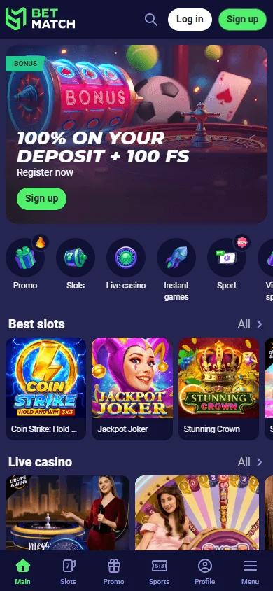 BetMatch Casino na mobitelu